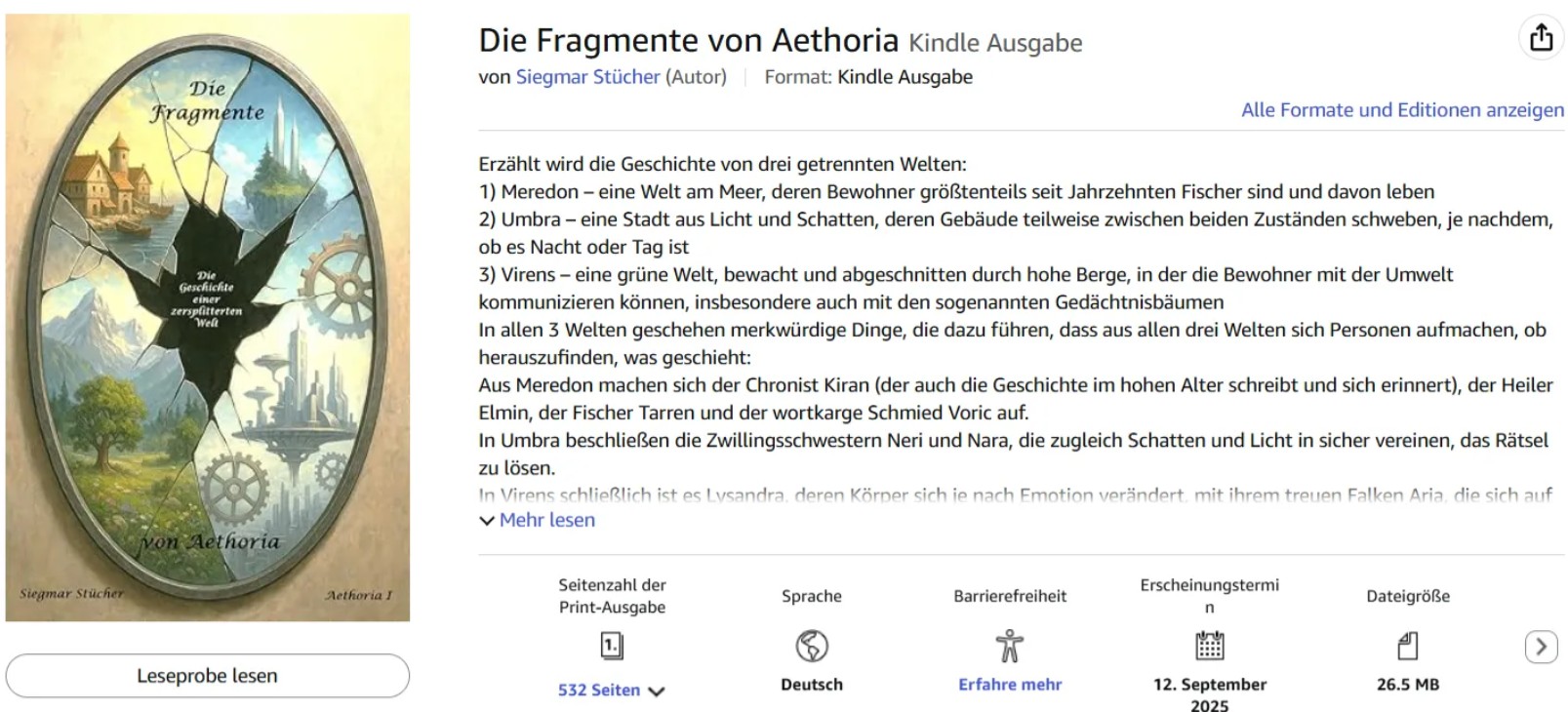 Buchrücken Die Fragmente von Aethoria